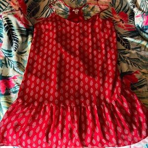 Old Navy ladies M Red Sleeveless Dress with White Pattern